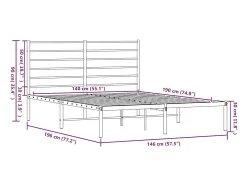 Estrutura de cama com cabeceira 140x190 cm metal preto