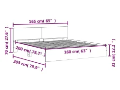Estrutura de cama com cabeceira 160x200 cm branco