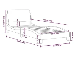 Estrutura de cama Dover 90x190 cm veludo cinzento-claro