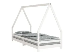 Estrutura de cama infantil 90x200 cm pinho maciço branco