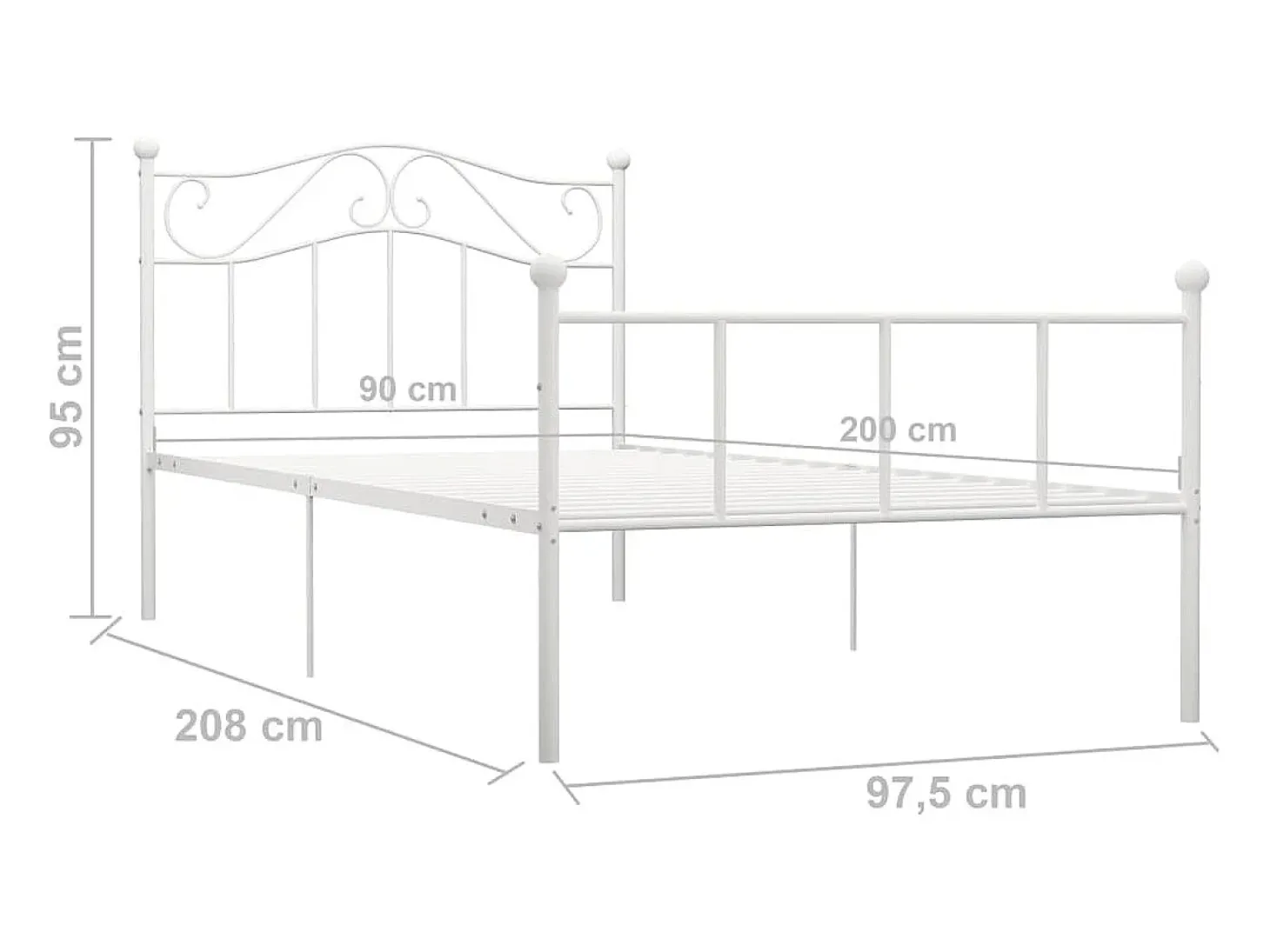 Estrutura de cama metal 90x200 cm branco