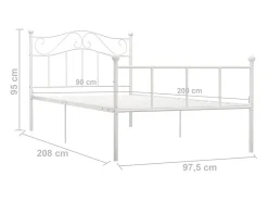 Estrutura de cama metal 90x200 cm branco