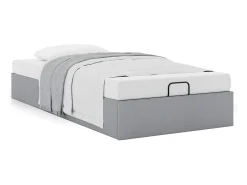 Estrutura de cama otomana sem colchão 90x190 cm cinzento claro