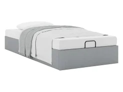 Estrutura de cama otomana sem colchão 90x190 cm cinzento claro