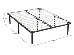 Estrutura de ripas + pés para colchão 140 x 190 cm - 26 ripas