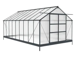 Estufa de jardim em policarbonato de 16,9 m² com base - Antracite - IXORA