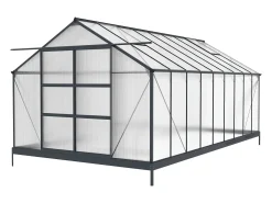 Estufa de jardim em policarbonato de 16,9 m² com base - Antracite - IXORA