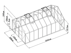 Estufa de jardim em policarbonato de 16,9 m² com base - Antracite - IXORA