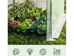 Estufa de jardim encostada com estrutura de metal e cobertura de PE, 1 porta e 1 janela Branco 100x200x210 cm