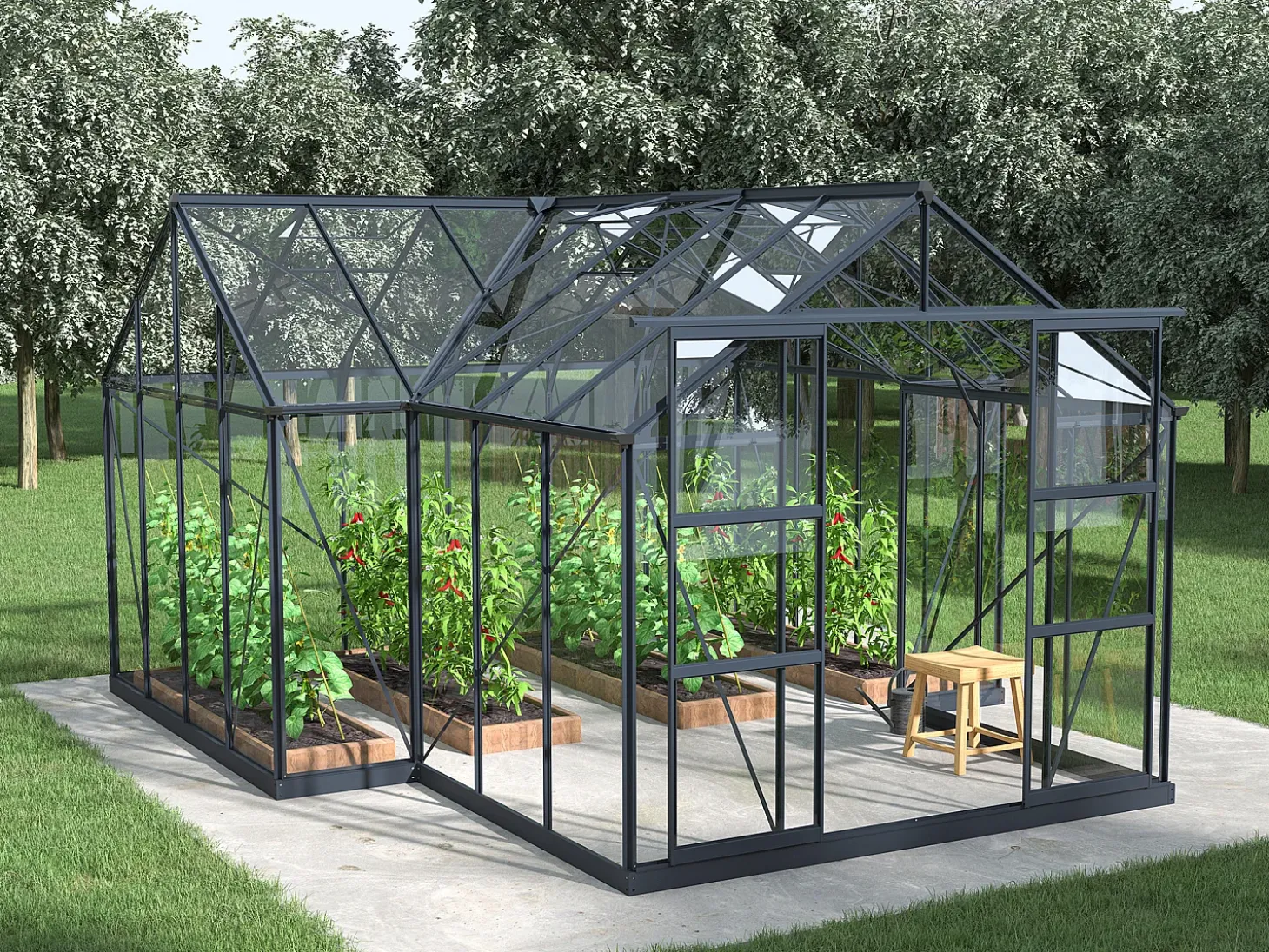 Estufa de jardim estilo orangerie vidro temperado 15,5 m² antracite NARCISSE