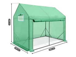 Estufa de jardim tipo casa com estrutura de metal e cobertura de PE, 1 porta e 2 janelas Verde 200x140x200 cm
