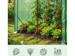 Estufa de jardim tipo casa com estrutura de metal e cobertura de PE, 1 porta e 2 janelas Verde 200x140x200 cm