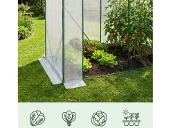 Estufa de jardim tipo casa com estrutura de metal e cobertura de PE, 1 porta e 2 janelas Branco 202x80x170 cm