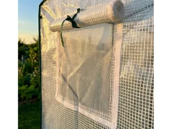 Estufa de jardim tipo casa com estrutura de metal e cobertura de PE, 1 porta e 2 janelas Branco 200x140x200 cm
