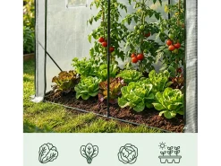 Estufa de jardim tipo casa com estrutura de metal e cobertura de PE, 1 porta e 2 janelas Branco 200x140x200 cm