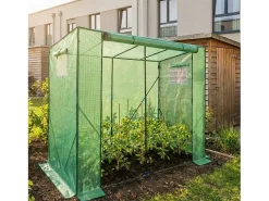 Estufa de jardim tipo casa com estrutura de metal e cobertura de PE, 1 porta e 2 janelas Verde 202x80x170 cm