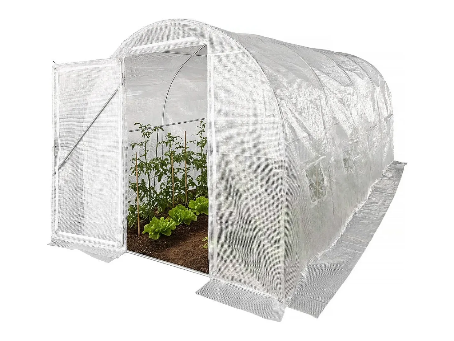 Estufa de jardim tipo túnel "Mimosa" com porta - 9 m² - 180 g - Branca