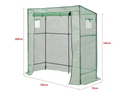Estufa de tomate em aço e polietileno com porta e 2 janelas com fecho de correr 198 x 78 x 180-200 cm verde 03_0008261