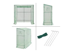 Estufa de tomate em aço e polietileno com porta e 2 janelas com fecho de correr 198 x 78 x 180-200 cm verde 03_0008261