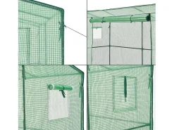 Estufa de tomate em aço e polietileno com porta e 2 janelas com fecho de correr 198 x 78 x 180-200 cm verde 03_0008261