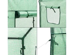 Estufa de tomate Marzano em aço e polietileno com porta e 2 janelas com fecho de correr 100 x 60 x 143-174 cm verde 03_0008259