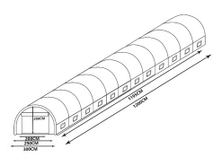 Estufa em túnel IPOMEA 36m² - Comp.1200 x Larg.300 x Alt.200 cm