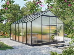 Estufa Jardim Policarbonato-13m² KALIDA base aço -Antracite