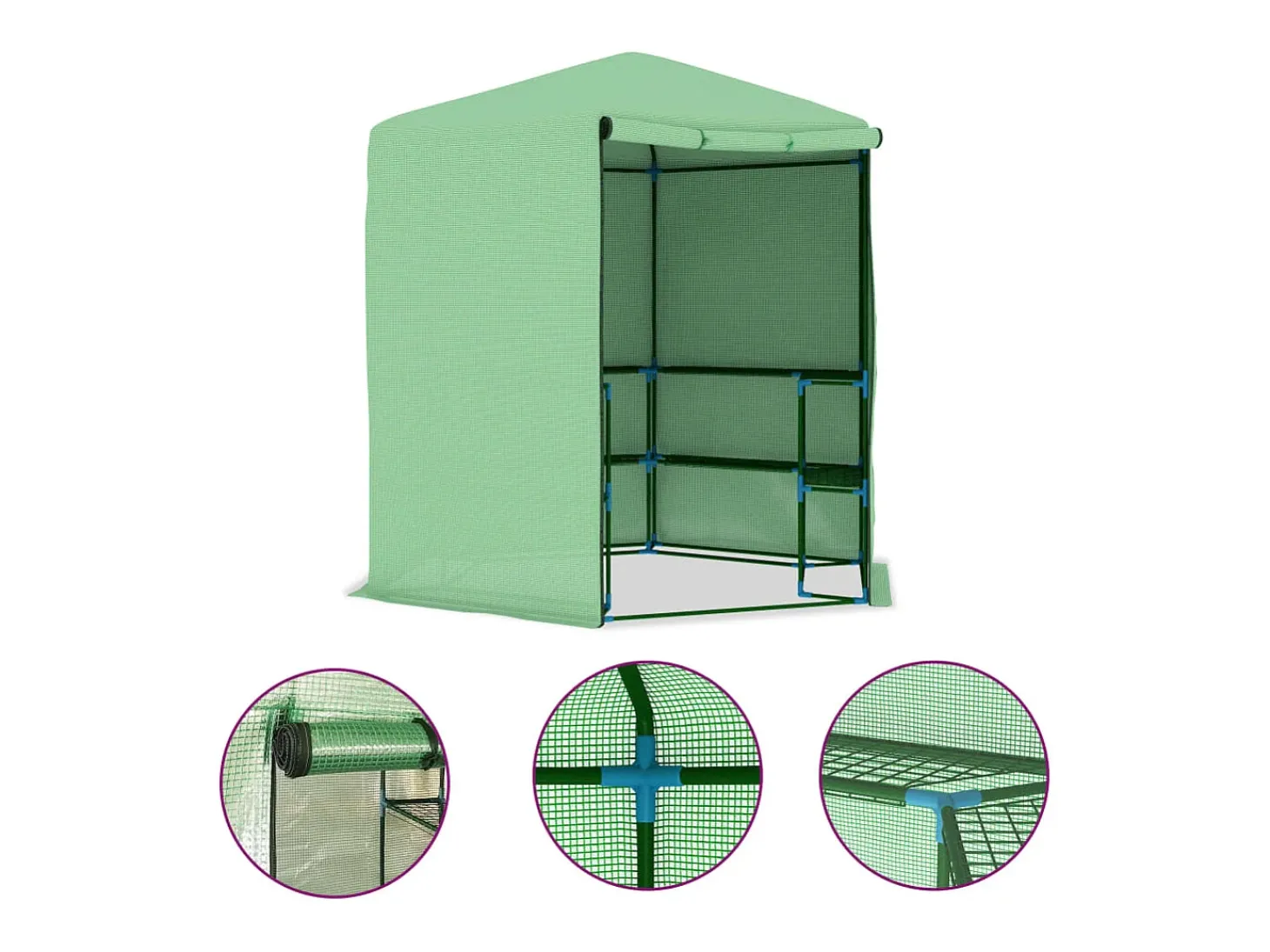 Estufa tipo tenda para plantas flores e hortaliças com prateleiras de aço 227 x 223 cm verde 02_0044649