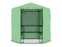 Estufa tipo tenda para plantas flores e hortaliças com prateleiras de aço 227 x 223 cm verde 02_0044649