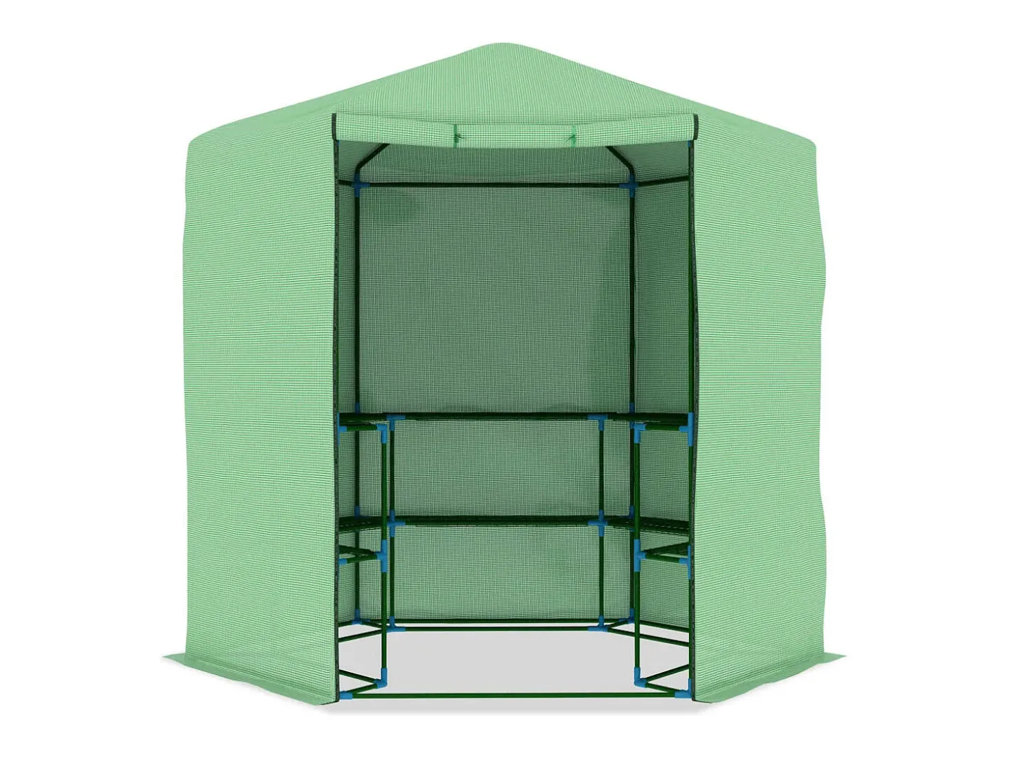 Estufa tipo tenda para plantas flores e hortaliças com prateleiras de aço 227 x 223 cm verde 02_0044649