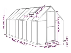 Estufa tipo tenda para plantas flores e hortaliças com estrutura de base 445 x 169 x 195 cm alumínio verde 02_0044506