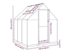 Estufa tipo tenda para plantas flores e hortaliças com estrutura de base 169 x 169 x 202 cm alumínio antracite 02_0044490