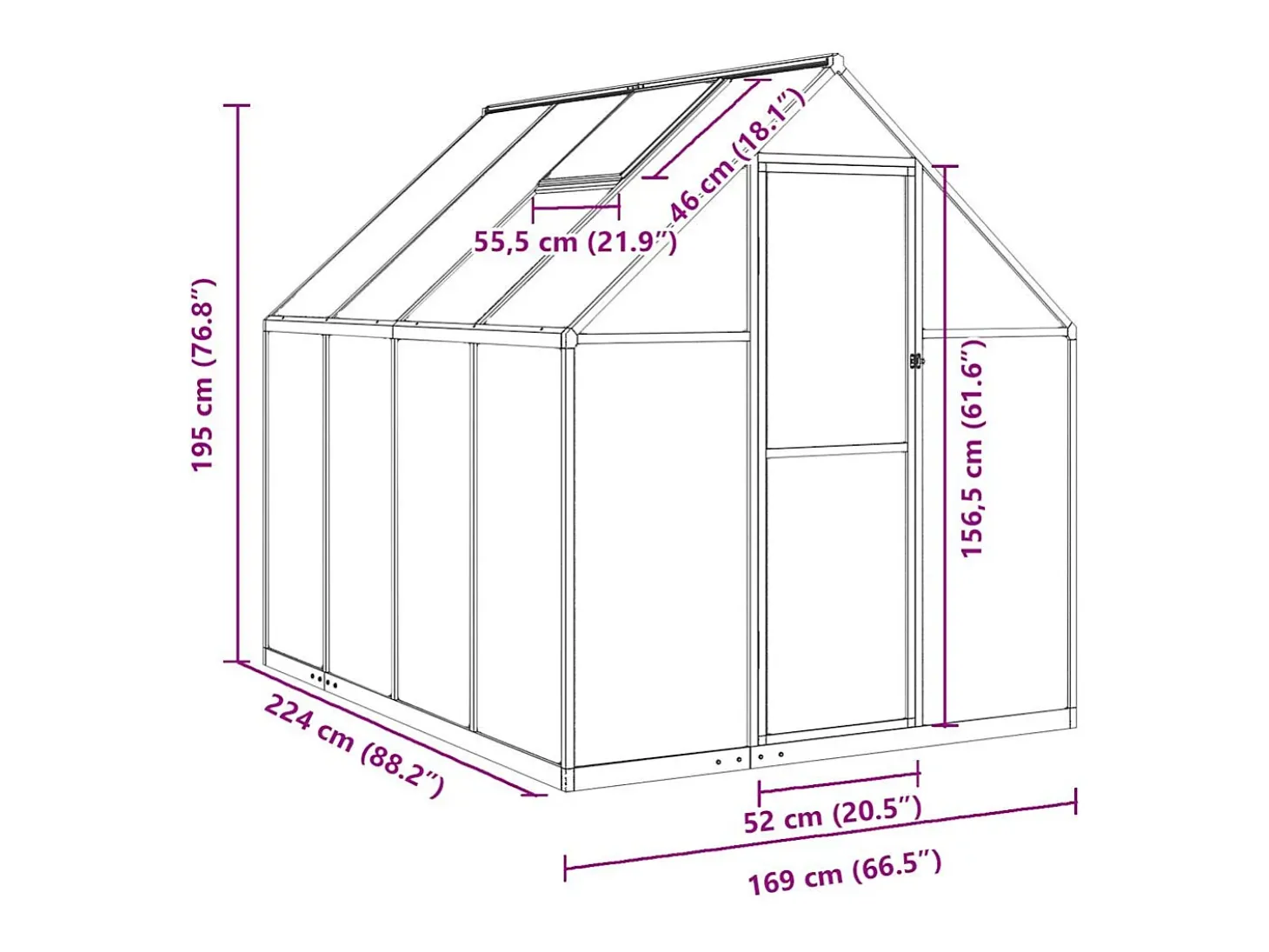 Estufa tipo tenda para plantas flores e hortaliças com estrutura de base 224 x 169 x 195 cm alumínio verde 02_0044497