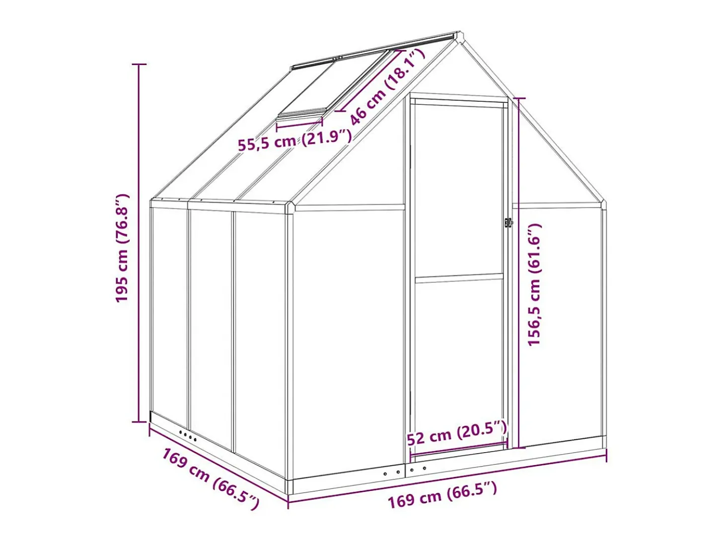 Estufa tipo tenda para plantas flores e hortaliças com estrutura de base 169 x 169 x 195 cm alumínio verde 02_0044489