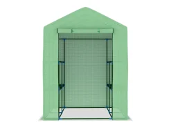 Estufa tipo tenda para plantas flores e hortaliças com prateleiras de aço 143 x 143 x 195 cm verde 02_0044648