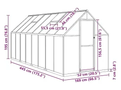 Estufa tipo tenda para plantas flores e hortaliças com base prateada 445 x 169 x 195 cm alumínio prata 02_0044525