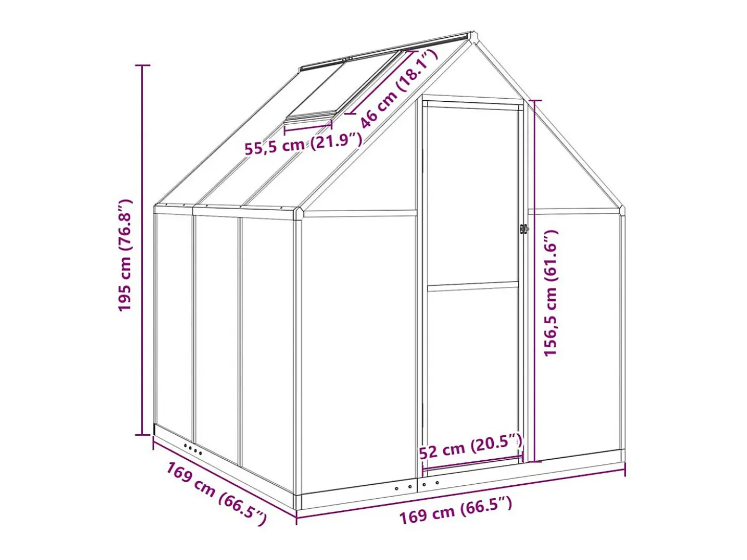 Estufa tipo tenda para plantas flores e hortaliças com estrutura de base 169 x 169 x 195 cm alumínio antracite 02_0044488