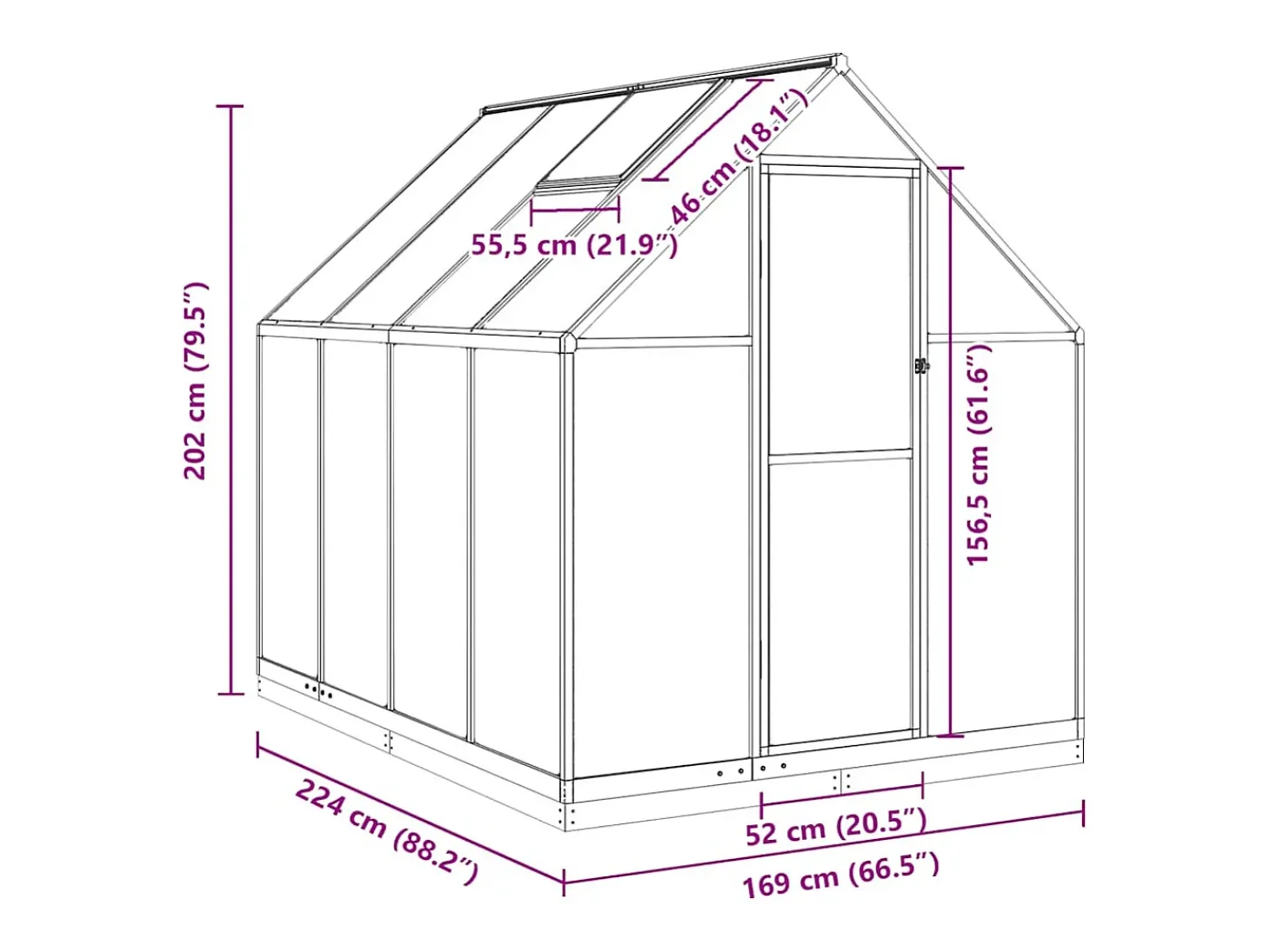 Estufa tipo tenda para plantas flores e hortaliças com estrutura de base 224 x 169 x 202 cm alumínio verde 02_0044499
