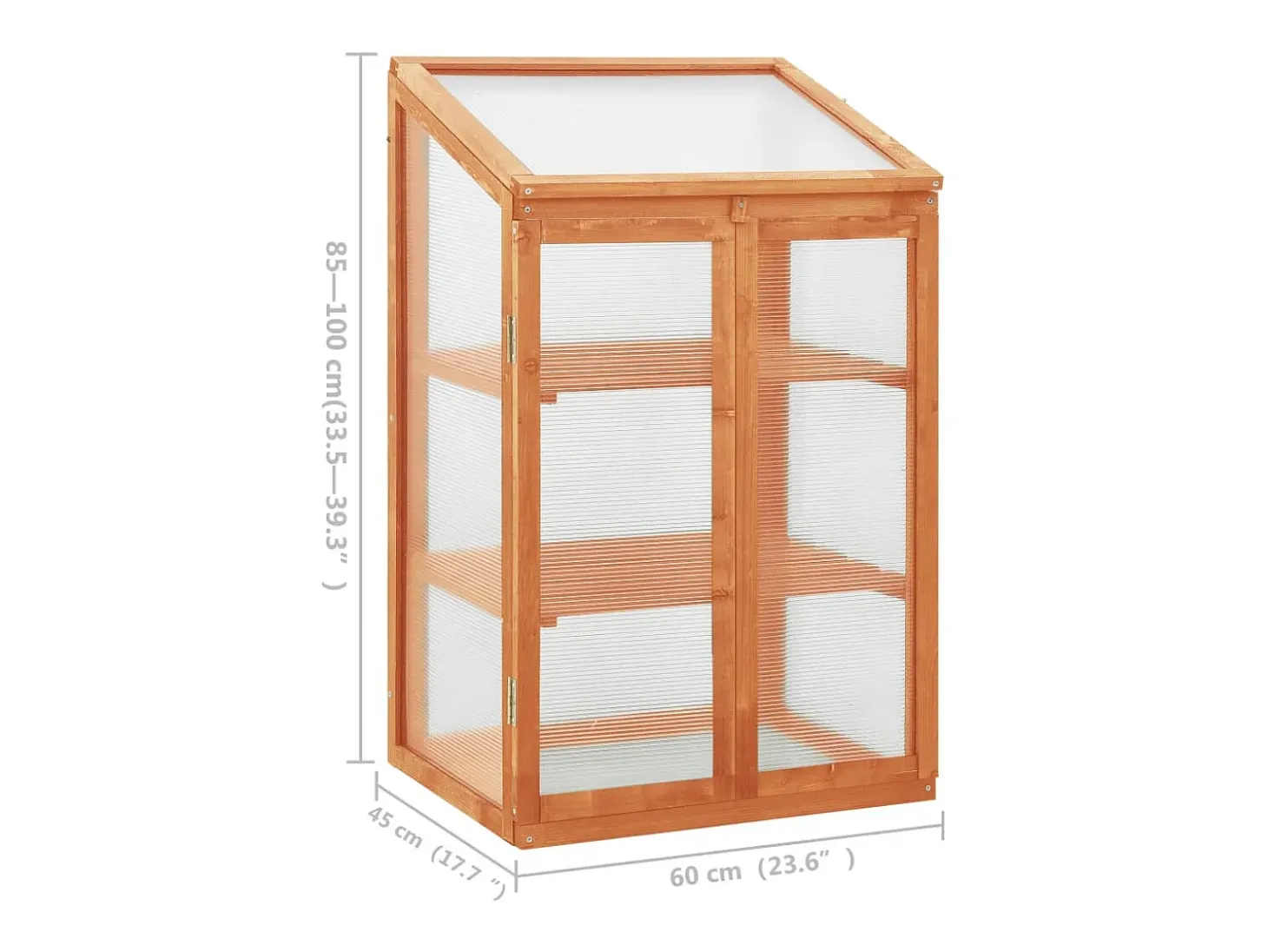 Estufa tipo tenda para plantas flores e hortaliças 60 x 45 x 100 cm madeira de abeto marrom 02_0044453
