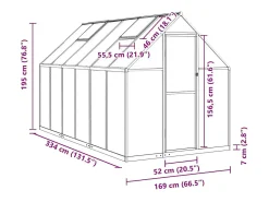 Estufa tipo tenda para plantas flores e hortaliças com base prateada 334 x 169 x 195 cm alumínio prata 02_0044523