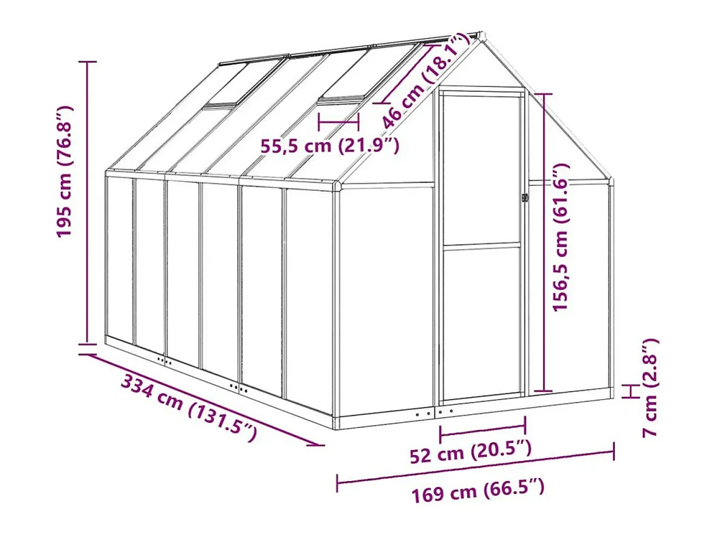Estufa tipo tenda para plantas flores e hortaliças com base prateada 334 x 169 x 195 cm alumínio prata 02_0044523