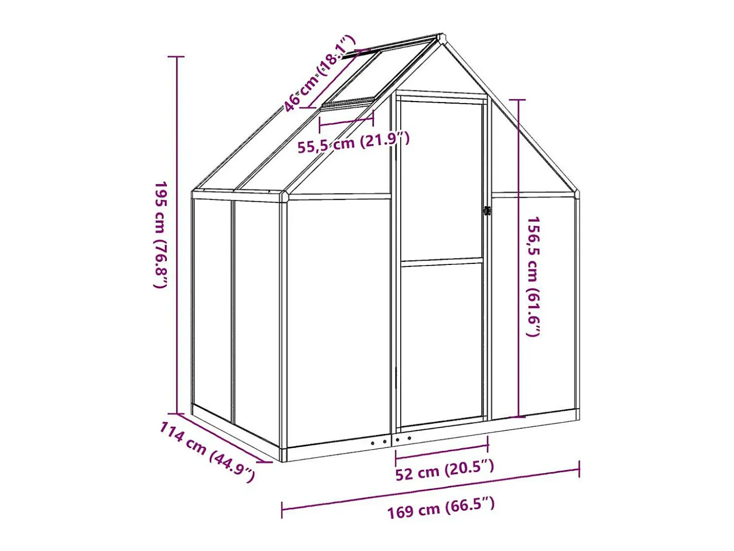 Estufa tipo tenda para plantas flores e hortaliças com estrutura de base 169 x 114 x 195 cm alumínio verde 02_0044485
