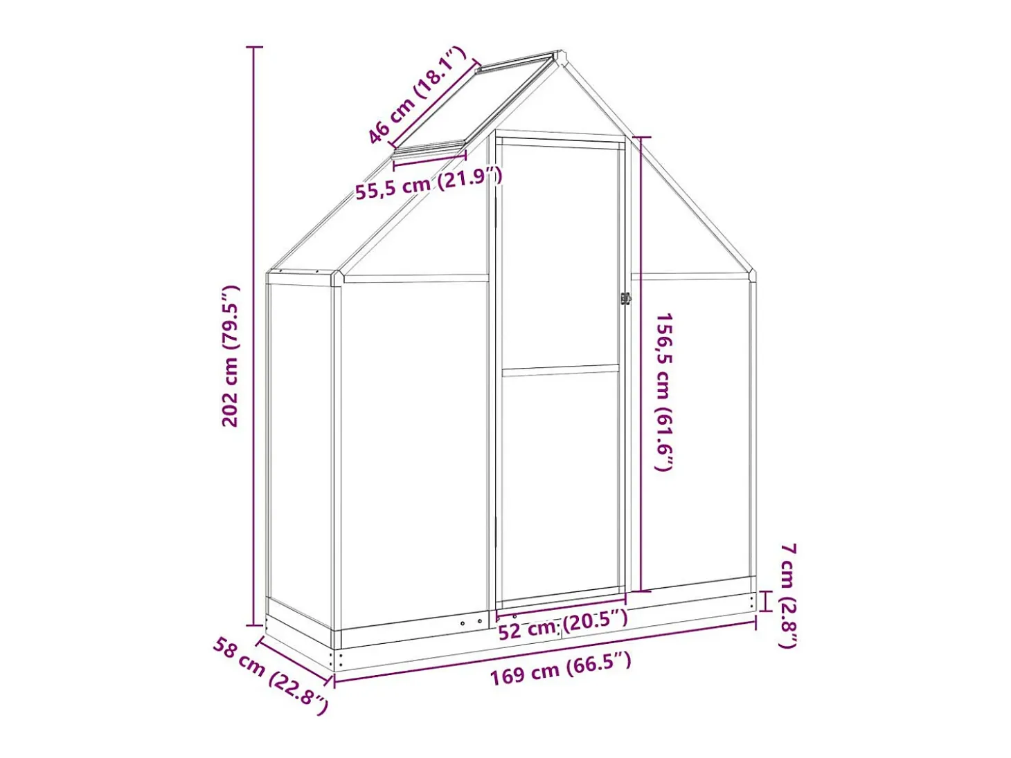 Estufa tipo tenda para plantas flores e hortaliças com estrutura de base 169 x 58 x 202 cm alumínio verde 02_0044495