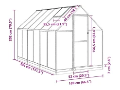 Estufa tipo tenda para plantas flores e hortaliças com estrutura de base 334 x 169 x 202 cm alumínio verde 02_0044504