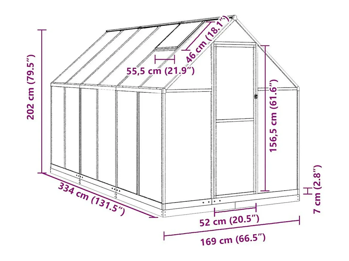 Estufa tipo tenda para plantas flores e hortaliças com base prateada 334 x 169 x 202 cm alumínio prata 02_0044524