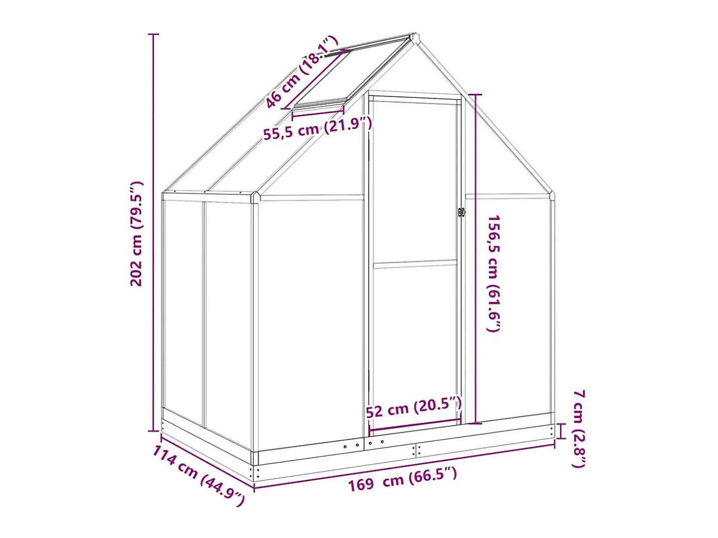 Estufa tipo tenda para plantas flores e hortaliças com base prateada 169 x 114 x 202 cm alumínio prata 02_0044518