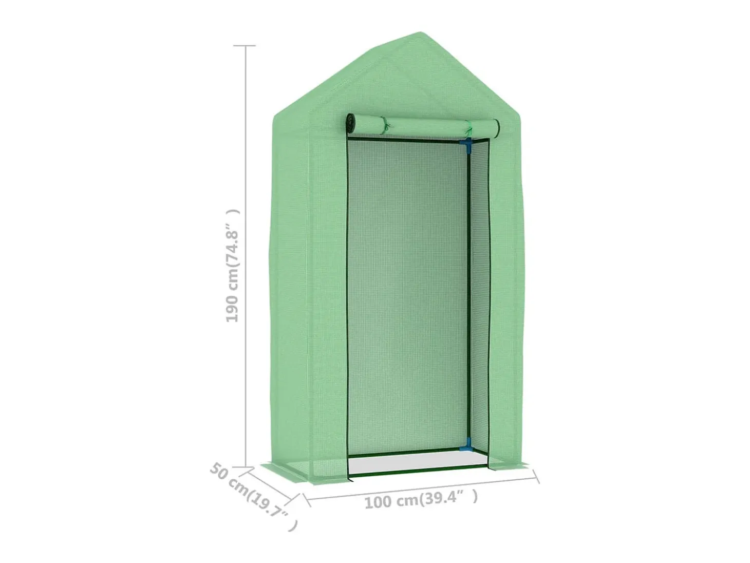 Estufa tipo tenda para plantas flores e hortaliças com estrutura de aço 0,5 m² 1 x 0,5 x 1,9 m verde 02_0044526