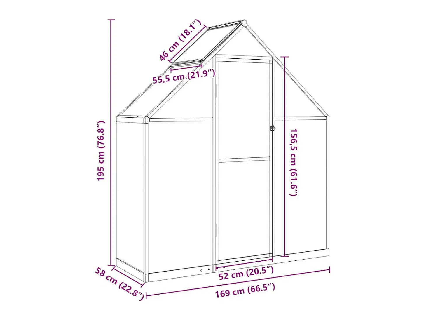 Estufa tipo tenda para plantas flores e hortaliças com base prateada 169 x 58 x 195 cm alumínio prata 02_0044517