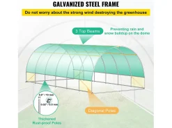 Estufa Tipo Túnel Ophorn, Estrutura Galvanizada, Cobertura Impermeável, 20x10x7 pés