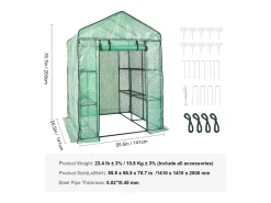 Estufa Tipo Túnel Portátil SucceBuy com Prateleiras 1,4 x 1,4 x 2 m